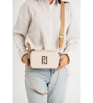 Just Polo Kadın Çapraz Askılı 2 Bölmeli Kutu Mini Omuz Ve El Çantası PBU5024 (Krem-Taba)