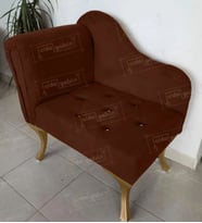 Yeni Model Tekli Köşe Koltuğu Josefin Bench Gold Ayak (Kahverengi)