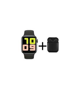 Watch 6 Series Türkçe Menü Konuşma Özellikli Akıllı Saat + TWS I12 Inpods Bluetooth Kulaklık İkili Paket (Siyah)
