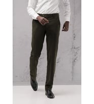 Ecer Regular Fit Düz Kalın Kışlık Gabardin Yan Cepli Pantolon (Yeşil)
