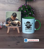 Erkek Kuaförü Fotoğraflı Dekoratif Taş, Kupa Bardak Beyaz Hediye (Model 14)