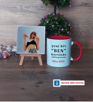 Motto Yeni Bir Ben Fotoğraflı Dekoratif Taş, Kupa Bardak Beyaz Hediye (Model 2)