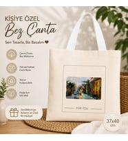 Kişiye Özel Baskılı Bez Çanta Beyaz Saplı