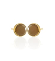 Kadir Jewellery 22 Ayar Altın Kaplama Kadın Minimal Küpe -El İşçiliği Ve Hipoalerjenik Küpe (Kahverengi)