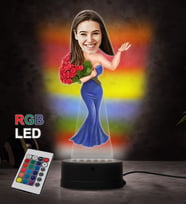 Doğum Günü Hediyesi,Sevgiliye Hediye, Kişiye Özel Fotoğraflı En Tatlı Kadın Karikatür 3D Led Lamba (RGB)