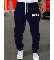 AMOR MAN ÖZEL TASARIM ROCKY BACAK BASKILI ŞARDONLU KIŞLIK JOGGER ERKEK EŞOFMAN ALTI (Lacivert)