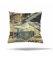 Çiçek Ağaç Kilim Etnik Desen Gizli Fermuarlı Yastık Kılıfı Kırlent Kılıfı Koltuk Yastık Kılıfı  (Beyaz-Gri)