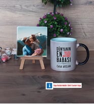 Babalar Günü Hediyesi Fotoğraflı Dekoratif Taş, Kupa Bardak Beyaz Hediye (Model 9)