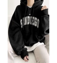 Sandiego Baskılı Oversize Sweatshirt (Siyah)