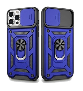 Apple iPhone 13 Pro Uyumlu Kızaklı Kamera Korumalı Tank Kılıf (Mavi)