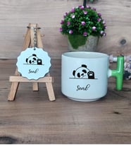Sevimli Panda Hediye Seti Kupa Bardak T Kulplu ve Anahtarlık Arkadaşa Doğum Günü Hediyesi (Model 8)