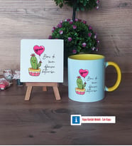 Arkadaşa Hediye Kaktüs Dekoratif Taş, Kupa Bardak Kırmızı Hediye Doğum Günü Hediyesi (Model 6)