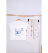 Babyhola Kız Erkek Bebek Çocuk Pamuk Pijama Takımı Ayıcık Desen 11909 (Ekru)