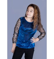 Toontoy Kız Çocuk Kolları Yıldızlı Tişört (Saks)