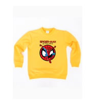 Spiderman baskılı örümcek adam pamuklu kumaş çocuk sweatshirt (Sarı)