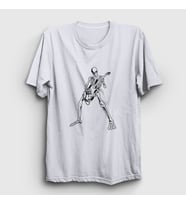 Presmono Unisex Sarı Skeleton Guitarist Music Rock T-Shirt 339807tt (Beyaz)