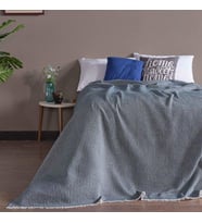 Miabella Home Çift Kişilik Kare Motifli  Desen Pike - Yatak Örtüsü (Yeşil)