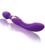 Güçlü Dildo vibratör çift motorlu g-spot masaj  oyuncak kadın çift yönlü klitoris stimülatörü (Mor)