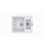 POLEX Cristalüx Granit Eviye P-04 1,5 Gözlü Tezgah Altı Ve Tezgah Üstü Kare Mutfak Evyesi 59,5x49cm (Beyaz)