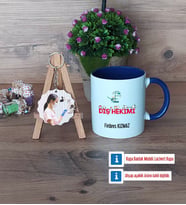 Diş Hekimi Kupa Bardak Beyaz ve Fotoğraflı Ahşap Anahtarlık Hediye (Model 3)