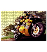 Cakapuzzle Motor Sporları Sarı Motosiklet Görseli  Puzzle Yapboz MDF (Ahşap) (500 Parça)