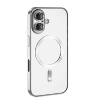 iPhone 16 Plus Kılıf Kamera Korumalı Magsafe Parlak Luxury Kılıf (Titanyum Parlak)