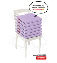 XPERMATE Fermuarlı 6'lı Sandalye Minderi Su İtici Kumaş 40x40 cm Sünger Sandalye Minderi Bağcıklı Antrasit (Lila)