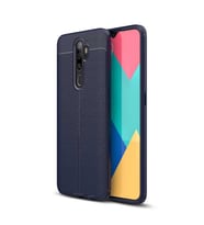 Oppo A9 2020 Kılıf Deri Tarzı Niss Silikon Case (Lacivert)
