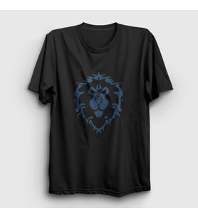 Presmono Unisex Beyaz Alliance Logo World Of Warcraft Oyun T-Shirt 422797tt (Siyah)