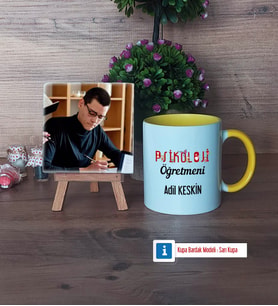 Psikoloji Öğretmeni Fotoğraflı Dekoratif Taş, Kupa Bardak Beyaz Hediye Öğretmenler Günü Hediyesi (Model 7)