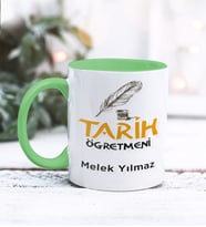Tarih Öğretmeni Tasarımlı Kişiye Özel Kupa Bardak (Yeşil)