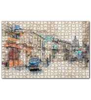 Cakapuzzle Küba Sokak Manzarası Çizim  Puzzle Yapboz MDF (Ahşap) (255 Parça)