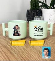 Kişiye Özel Karikatürlü Doğum Günü Hediyesi Hediye Pastel T Kupa Babaya Abiye Erkek Sevgiliye Hediye (Yeşil)