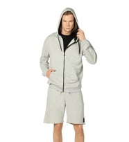 Erkek Kapüşonlu Fermuarlı Oversıze Sweatshırt Koyu Gri ( Gri-Melanj)