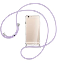 Apple iPhone 6 / 6S Kılıf Boyun Omuz Askılı iPli Anti Şok Köşe Korumalı Şeffaf Silikon (Lila)