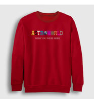 Presmono Unisex Beyaz Astroworld V4 Travis Scott Sweatshirt 44788tt (Kırmızı)