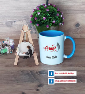 Avukat Kupa Bardak Beyaz ve Fotoğraflı Ahşap Anahtarlık Hediye (Model 4)