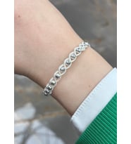 Gümüş Kazaziye Dorika Boncuklu Bileklik 132 : Gümüş-Altın - 20 cm (Gümüş)