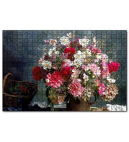 Cakapuzzle Vazo Sepet Renk Renk Bahar Çiçekleri Görseli  Puzzle Yapboz MDF (Ahşap) (255 Parça)