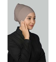 Hazır Pratik Geçmeli Uzun Boru Tesettür Bonesi (Açık Vizon)