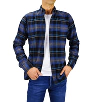 Erkek Silim Fit Ekose Oduncu Gömlek BGL-ST01711 (İndigo)