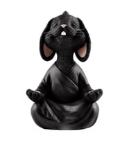 Dekoratif Yoga Yapan Tavşan Biblo Meditasyon Büyük Boy Tavşan Heykeli Ev Dekoru 18x11.5 cm (Siyah)
