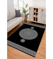 Dijital Kaymaz Taban Yıkanabilir Renkli Salon Halısı Mutfak Halısı Yolluk ND-SD-619 (Siyah)