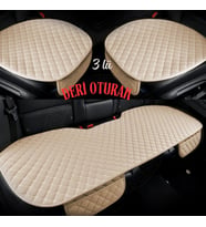 RENAULT MEGANE-3 Uyumlu Şark Serisi 3 Parça Deri Cepli Oto Minder Seti (Bej)