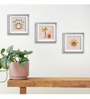 Yapışkanlı Sök Tak Renkli Kare Çerçeveler 3'lü Paket Baskı Dahil (21x21cm) (Gümüş)