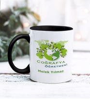 Coğrafya Öğretmeni Tasarımlı Kişiye Özel Kupa Bardak (Siyah)