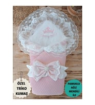 Triko Örg Haki Bebek Kundağı Unisex Bebek Dış Kundak Battaniyesi Hastane Çıkışı Kundak Battaniye (Somon)