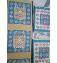 Antik Kilimden Serme Oto Kılıfı Takımı, binek araçlar için, 3 Parça 40x130cm (Mavi)