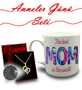 Anneler Gününe Özel Kupa & Kalp Detaylı Eros Kolye Hediye Seti (Model 2)