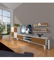 Decoraktiv Eko ON Slm Dvd Silver Tv Ünitesi Tv Sehpası (Beyaz - Ceviz)